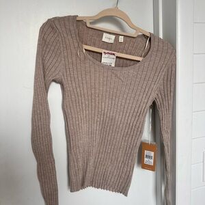 Cyrus Taupe Ribbed Knit Top